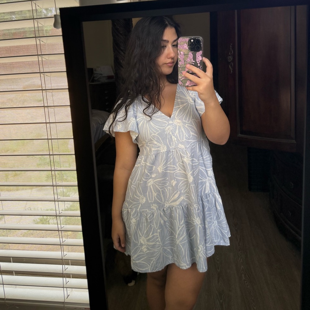 Blue and White Floral Dress